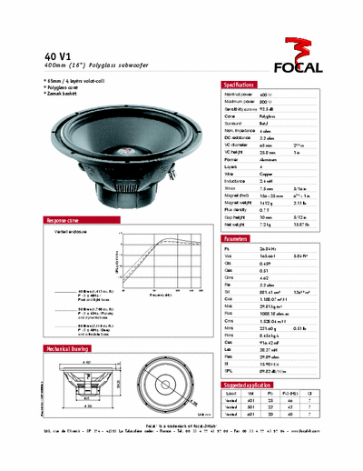   Subwoofer focal 40v1